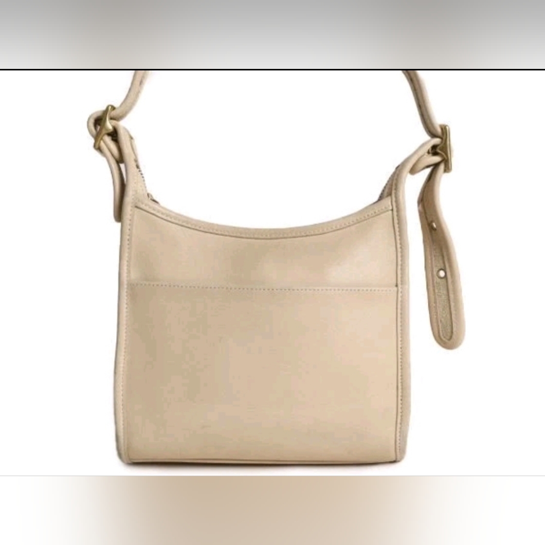 Coach Vintage Designer Legacy Zip Shoulder Crossbody Bag Ivory Leather Purse